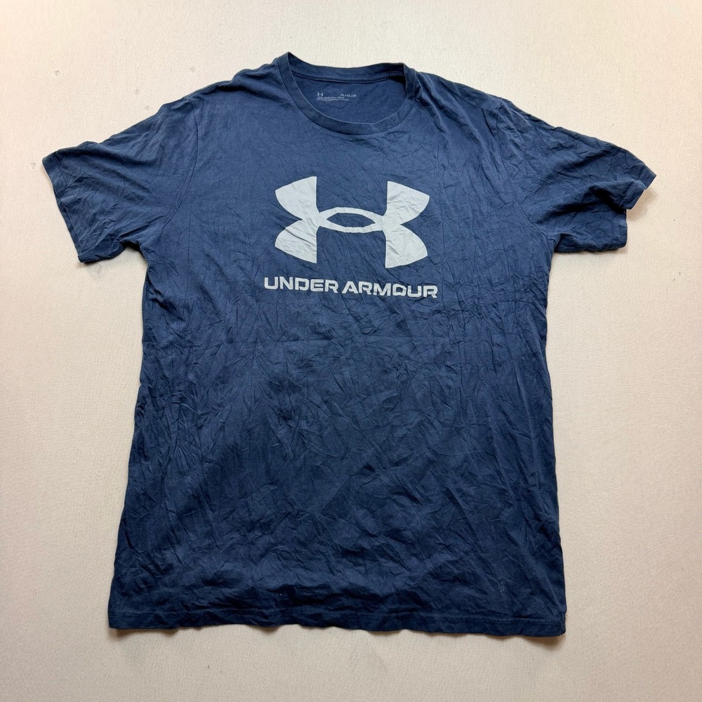 Under Armour Graphic Tee Mens Extra Large Navy Blue Excellent Loose Fit Shirt